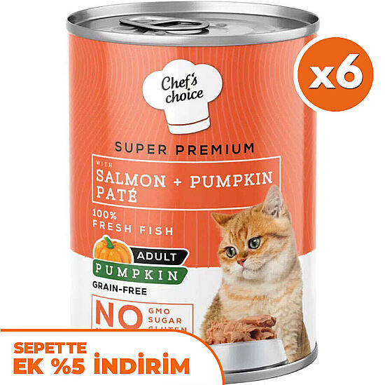 Chefs Choice Pate Somonlu ve Sebzeli Ezme Kedi Yaş Maması 400 Gr x 6 Adet - 1
