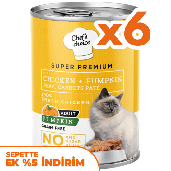 Chefs Choice Pate Tavuklu ve Sebzeli Ezme Kedi Yaş Maması 400 Gr x 6 Adet - 1