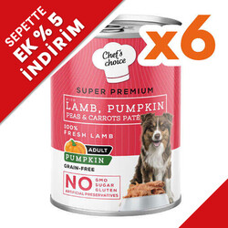 New Chefs Choice Pumpkin Pate Kuzu Balkabak ve Sebzeli Köpek Yaş Maması 400 Gr x 6 Adet - Chefs Choice