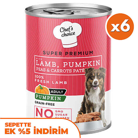 New Chefs Choice Pumpkin Pate Kuzu Balkabak ve Sebzeli Köpek Konservesi 400 Gr x 6 Adet - 1