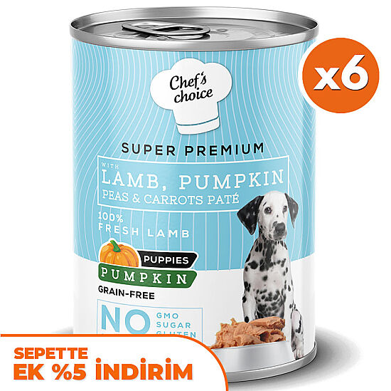 New Chefs Choice Pumpkin Pate Puppy Kuzu Balkabak Yavru Köpek Yaş Maması 400 Gr x 6 Adet - 1