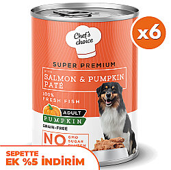New Chefs Choice Pumpkin Pate Somon Balkabak ve Sebzeli Köpek Konservesi 400 Gr x 6 Adet - Chefs Choice