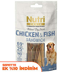Nutri Canin Chicken / Fish Sandwich Tavuk ve Balık Etli Tahılsız Köpek Ödülü 80 Gr - Nutri Canin