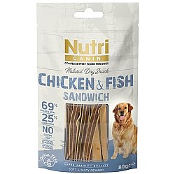 Nutri Canin Chicken / Fish Sandwich Tavuk ve Balık Etli Tahılsız Köpek Ödülü 80 Gr - Nutri Canin
