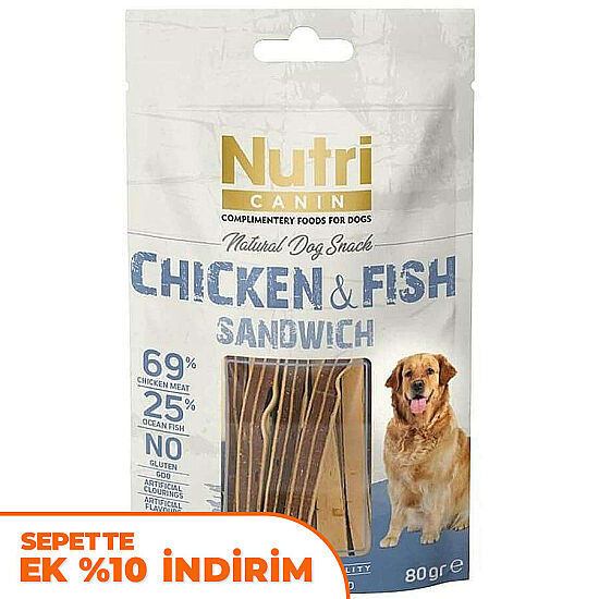 Nutri Canin Chicken / Fish Sandwich Tavuk ve Balık Etli Tahılsız Köpek Ödülü 80 Gr - 1