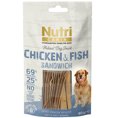 Nutri Canin Chicken / Fish Sandwich Tavuk ve Balık Etli Tahılsız Köpek Ödülü 80 Gr
