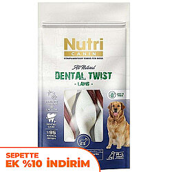 Nutri Canin Dental Twist Kuzulu Diş Sağlığı Köpek Ödülü M-L 120 Gr - Nutri Canin