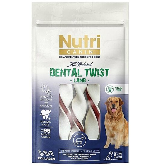 Nutri Canin Dental Twist Kuzulu Diş Sağlığı Köpek Ödülü S-M 80 Gr - 1