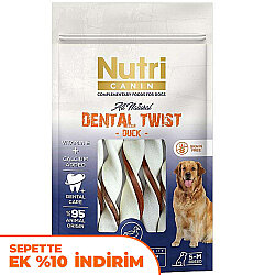 Nutri Canin Dental Twist Ördekli Diş Sağlığı Köpek Ödülü S-M 80 Gr - Nutri Canin