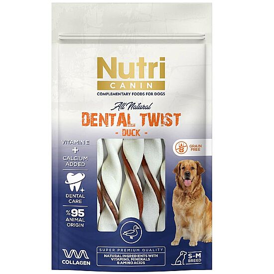Nutri Canin Dental Twist Ördekli Diş Sağlığı Köpek Ödülü S-M 80 Gr - 1
