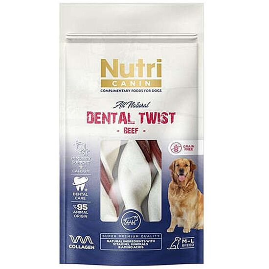 Nutri Canin Dental Twist Sığır Etli Diş Sağlığı Köpek Ödülü M-L 120 Gr - 1