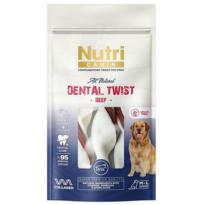 Nutri Canin Dental Twist Sığır Etli Diş Sağlığı Köpek Ödülü M-L 120 Gr
