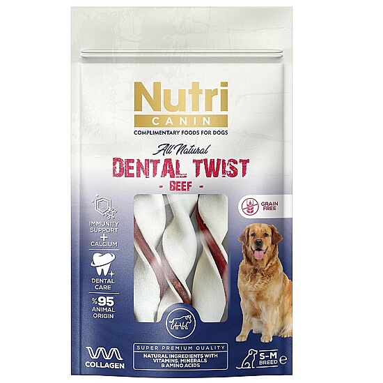 Nutri Canin Dental Twist Sığır Etli Diş Sağlığı Köpek Ödülü S-M 80 Gr - 1