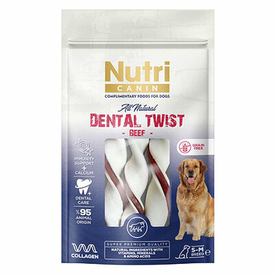 Nutri Canin Dental Twist Sığır Etli Diş Sağlığı Köpek Ödülü S-M 80 Gr