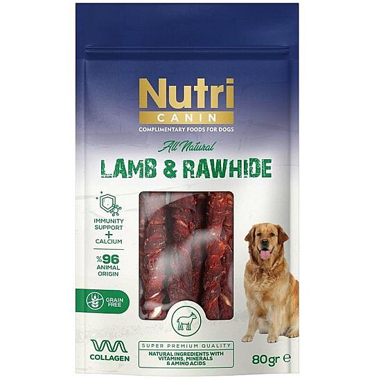 Nutri Canin Kuzu Eti Sarılı Kemik Köpek Ödülü 80 Gr - 1