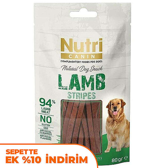 Nutri Canin Lamb Stripes Kuzu Etli Sticks Tahılsız Köpek Ödülü 80 Gr - 1