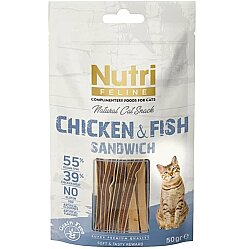 Nutri Feline Chicken / Fish Sandwich Tahılsız Kedi Ödülü 50 Gr - Nutri Feline