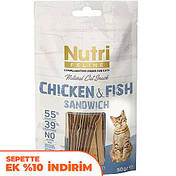 Nutri Feline Chicken / Fish Sandwich Tahılsız Kedi Ödülü 50 Gr - Nutri Feline