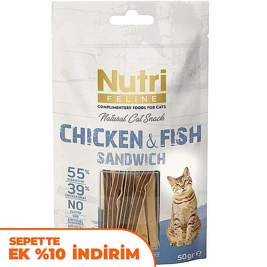 Nutri Feline Chicken / Fish Sandwich Tahılsız Kedi Ödülü 50 Gr - 1