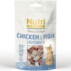 Nutri Feline - Nutri Feline Chicken / Fish Sandwich Tahılsız Kedi Ödülü 50 Gr