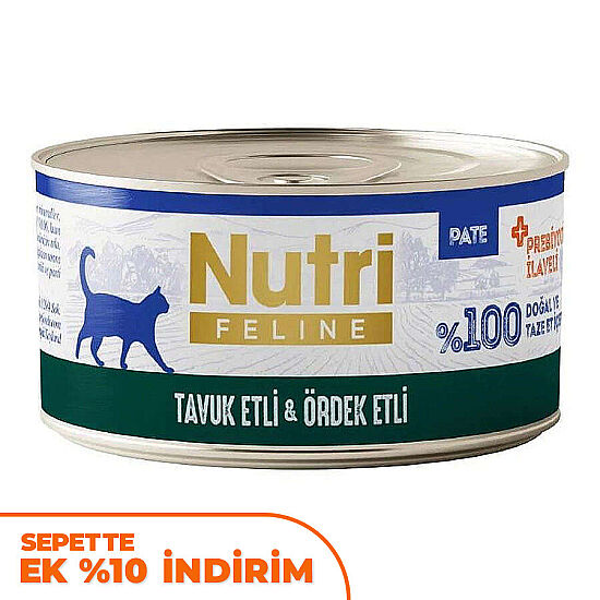 Nutri Feline Tavuk Eti ve Ördekli Tahılsız Kedi Konservesi 70 Gr - 1