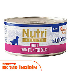 Nutri Feline Kitten Tavuk Etli ve Ton Balıklı Tahılsız Yavru Kedi Konservesi 70 Gr - Nutri Feline