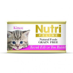 Nutri Feline - Nutri Feline Kitten Tavuk Etli ve Ton Balıklı Tahılsız Yavru Kedi Konservesi 85 Gr