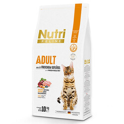 Nutri Feline - Nutri Feline Poultry Kümes Hayvanlı Glutensiz Kedi Maması 10 Kg + 3 Adet Temizlik Mendili
