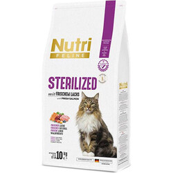 Nutri Feline - Nutri Feline Sterilised Somonlu Tahılsız Kısırlaştırılmış Kedi Maması 10 Kg + 3 Adet Temizlik Mendili