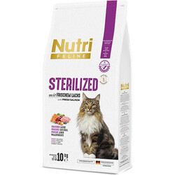 Nutri Feline Sterilised Somonlu Tahılsız Kısırlaştırılmış Kedi Maması 10 Kg + 3 Adet 85 Gr Yaş Mama - Thumbnail