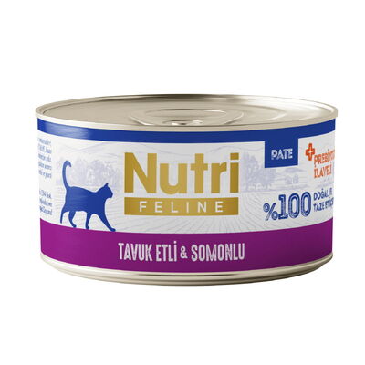 Nutri Feline Tavuk Eti ve Somonlu Tahılsız Kedi Konservesi 70 Gr