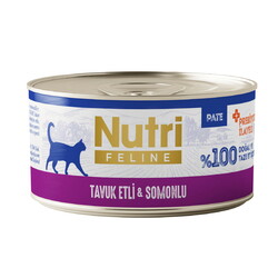 Nutri Feline - Nutri Feline Tavuk Eti ve Somonlu Tahılsız Kedi Konservesi 70 Gr