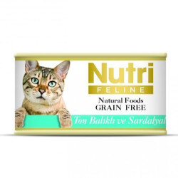 Nutri Feline - Nutri Feline Ton Balık ve Sardalya Tahılsız Kedi Konservesi 85 Gr