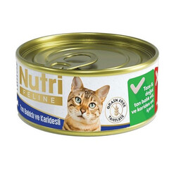 Nutri Feline - Nutri Feline Ton Balıklı ve Karidesli Tahılsız Kedi Konservesi 85 Gr