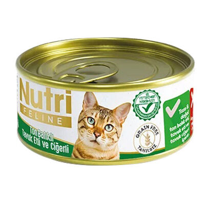 Nutri Feline Ton Tavuk ve Ciğerli Tahılsız Kedi Konservesi 85 Gr