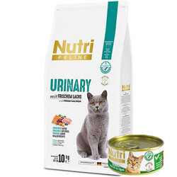 Nutri Feline - Nutri Feline Urinary Somonlu İdrar Yolu Sağlığı Kedi Maması 10 Kg + 3 Adet 85 Gr Yaş Mama