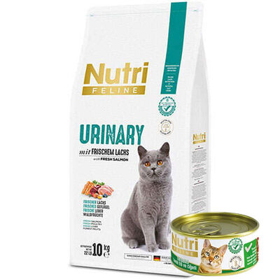 Nutri Feline Urinary Somonlu İdrar Yolu Sağlığı Kedi Maması 10 Kg + 3 Adet 85 Gr Yaş Mama