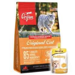 Orijen Original Cat Tahılsız Yavru ve Yetişkin Kedi Maması 1,8 Kg + Gimcat Kedi Pudingi 150 Gr - Orijen