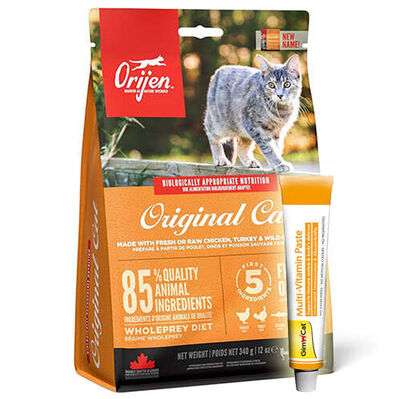Orijen Original Cat Tahılsız Yavru Yetişkin Kedi Maması 5,4 Kg + Gimcat 20 Gr Multivitamin Paste