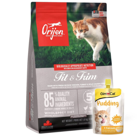 Orijen Fit Trim Yetişkin Tahılsız Kedi Maması 1,8 Kg + Gimcat Kedi Pudingi 150 Gr - 1