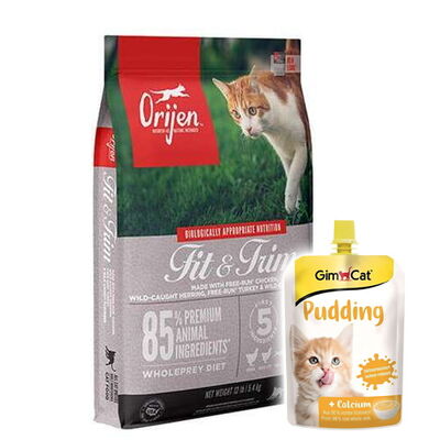 Orijen Fit Trim Yetişkin Tahılsız Kedi Maması 1,8 Kg + Gimcat Kedi Pudingi 150 Gr