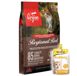 Orijen Regional Red Kırmızı Etli Tahılsız Kedi Maması 5,4 Kg + Gimcat Kedi Pudingi 150 Gr - Orijen