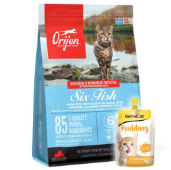 Orijen Six Fish 6 Balıklı Tahılsız Kedi Maması 1,8 Kg + Gimcat Kedi Pudingi 150 Gr - Orijen