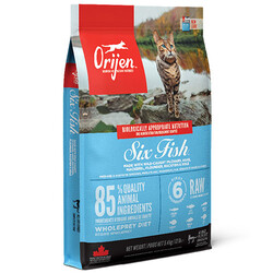 Orijen - Orijen Six Fish 6 Balıklı Tahılsız Kedi Maması 5,4 Kg + 3 Adet Temizlik Mendili