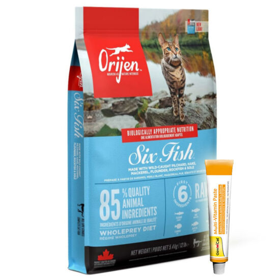 Orijen Six Fish 6 Balıklı Tahılsız Kedi Maması 5,4 Kg + Gimcat 20 Gr Multivitamin Paste - 1