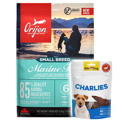 Orijen Small Breed Marine Fish Küçük Irk Köpek Maması 4,5 Kg + Gimdog 70 Gr Köpek Ödülü - Orijen