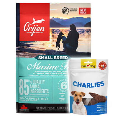 Orijen Small Breed Marine Fish Küçük Irk Köpek Maması 4,5 Kg + Gimdog 70 Gr Köpek Ödülü