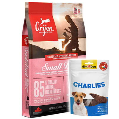 Orijen Small Breed Puppy & Adult Yavru ve Yetişkin Köpek Maması 4,5 Kg + Gimdog 70 Gr Köpek Ödülü