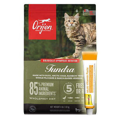 Orijen Tundra Etli Tahılsız Kedi Maması 5,4 Kg + Gimcat 20 Gr Multivitamin Paste - 1