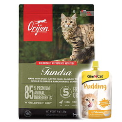 Orijen - Orijen Tundra Etli Tahılsız Yetişkin Kedi Maması 1,8 Kg + Gimcat Kedi Pudingi 150 Gr
